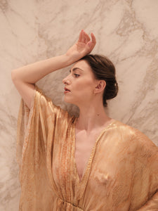 Vestito elegante scollatura profonda chiffon seta